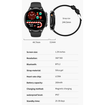 QS40 1.39 inch BT5.2 Smart Sport Watch, Support Bluetooth Call / Sleep / Blood Oxygen / Temperature / Heart Rate / Blood Pressure Health Monitor(Black) - Smart Watches by PMC Jewellery | Online Shopping South Africa | PMC Jewellery