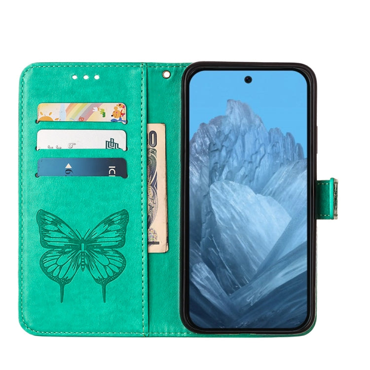 For Google Pixel 9 Embossed Butterfly Leather Phone Case(Green) - Google Cases by PMC Jewellery | Online Shopping South Africa | PMC Jewellery | Buy Now Pay Later Mobicred