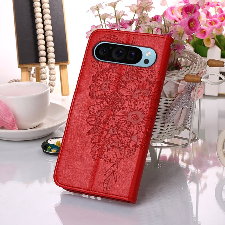 For Google Pixel 9 Embossed Butterfly Leather Phone Case(Red) - Google Cases by PMC Jewellery | Online Shopping South Africa | PMC Jewellery | Buy Now Pay Later Mobicred