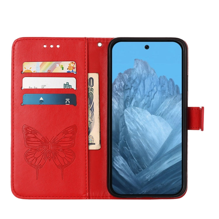 For Google Pixel 9 Embossed Butterfly Leather Phone Case(Red) - Google Cases by PMC Jewellery | Online Shopping South Africa | PMC Jewellery | Buy Now Pay Later Mobicred