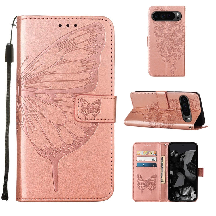 For Google Pixel 9 Pro Embossed Butterfly Leather Phone Case(Rose Gold) - Google Cases by PMC Jewellery | Online Shopping South Africa | PMC Jewellery | Buy Now Pay Later Mobicred