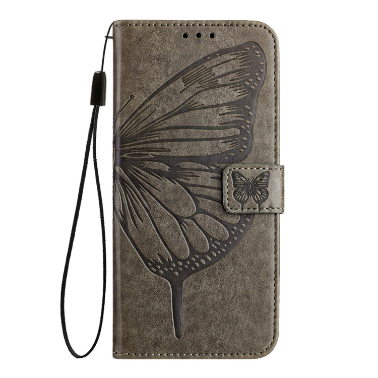 For Google Pixel 9 Pro XL Embossed Butterfly Leather Phone Case(Grey) - Google Cases by PMC TechLife | Online Shopping South Africa | PMC TechLife | Buy Now Pay Later Mobicred
