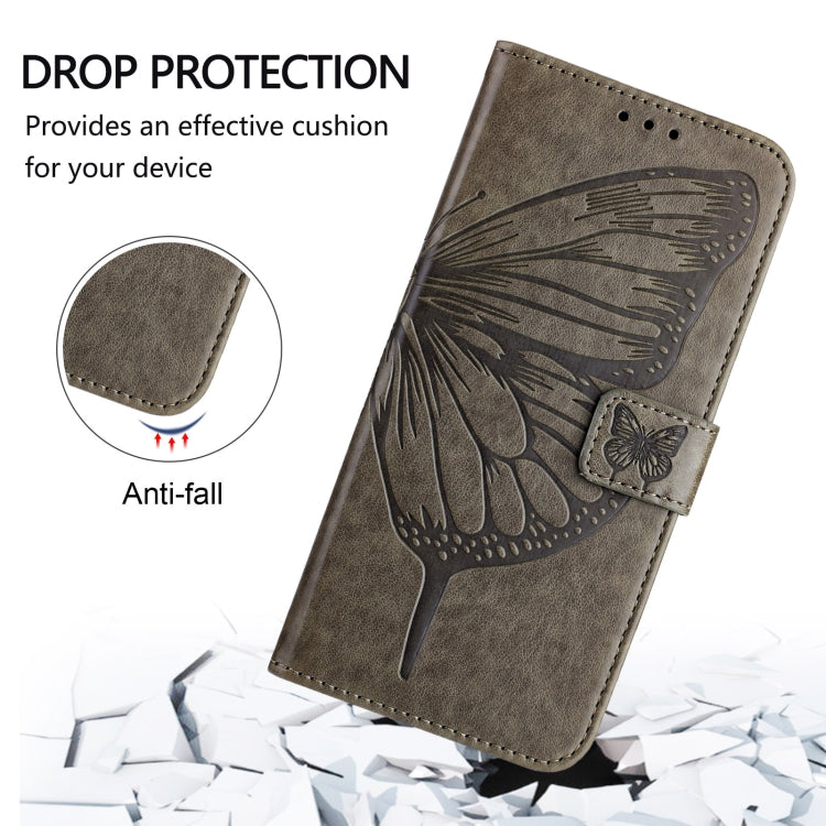 For Google Pixel 9 Pro XL Embossed Butterfly Leather Phone Case(Grey) - Google Cases by PMC Jewellery | Online Shopping South Africa | PMC Jewellery | Buy Now Pay Later Mobicred