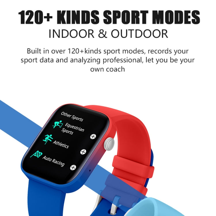 P43 1.8 inch TFT Screen Bluetooth Smart Watch, Support Heart Rate Monitoring & 100+ Sports Modes(Red Blue) - Smart Watches by PMC Jewellery | Online Shopping South Africa | PMC Jewellery