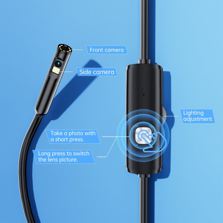 AN112 8mm Double Lenses HD Industry Endoscope Type-C + Micro USB + 8 Pin Connection, Length:2m Hard Tube -  by PMC TechLife | Online Shopping South Africa | PMC TechLife | Buy Now Pay Later Mobicred