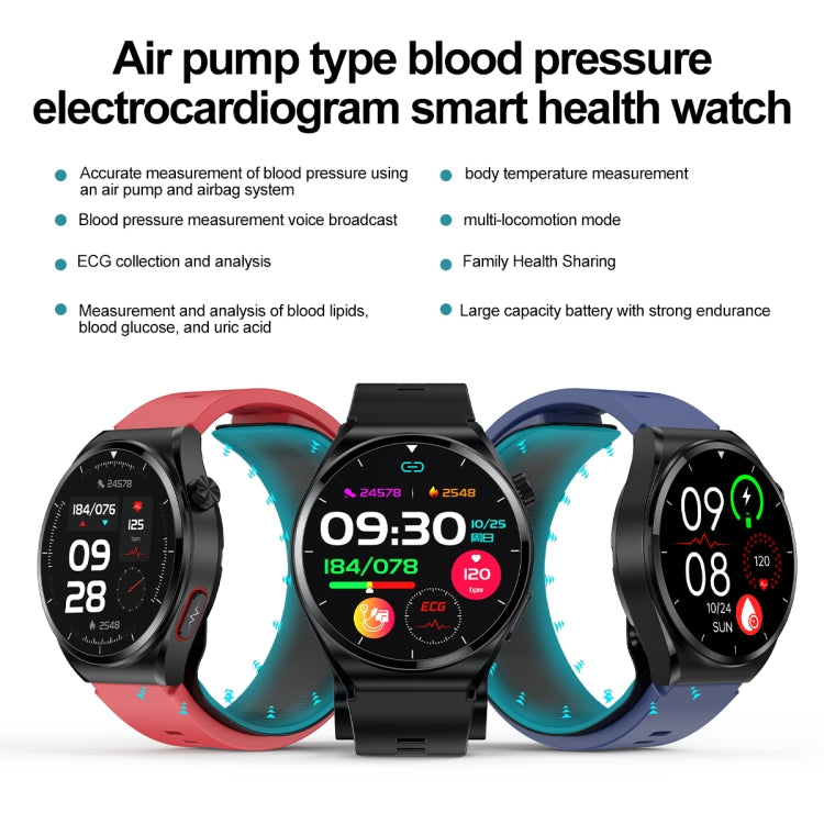 S22 Air Pump Blood Pressure Testing ECG Health Smart Watch, 1.39 inch Round Screen(Black) - Smart Watches by PMC Jewellery | Online Shopping South Africa | PMC Jewellery