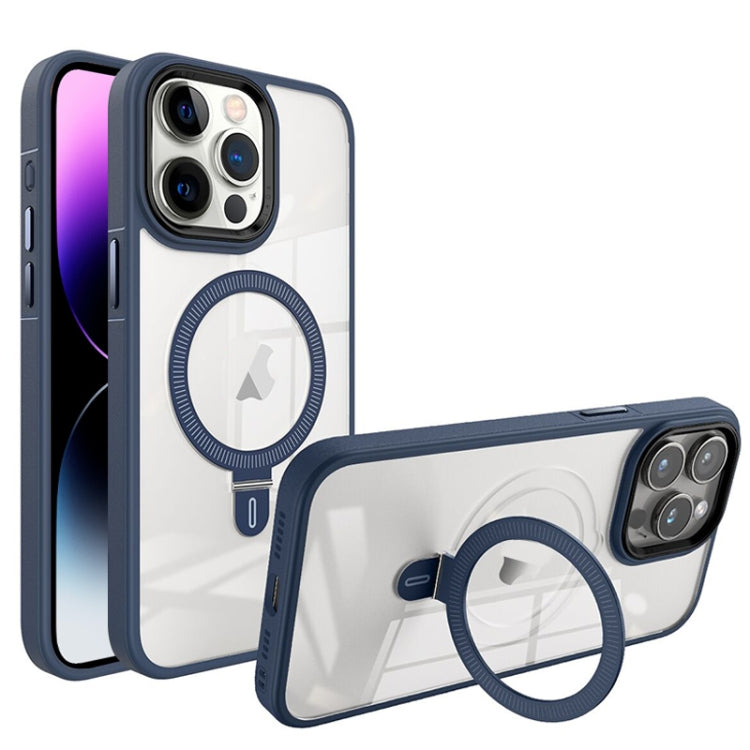 For iPhone 14 Pro Shield Armor MagSafe Holder Phone Case(Royal Blue) - iPhone 14 Pro Cases by PMC TechLife | Online Shopping South Africa | PMC TechLife
