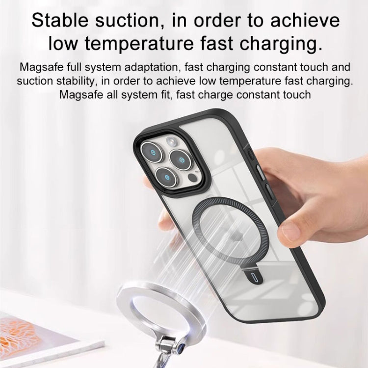 For iPhone 14 Pro Shield Armor MagSafe Holder Phone Case(Deep Purple) - iPhone 14 Pro Cases by PMC TechLife | Online Shopping South Africa | PMC TechLife