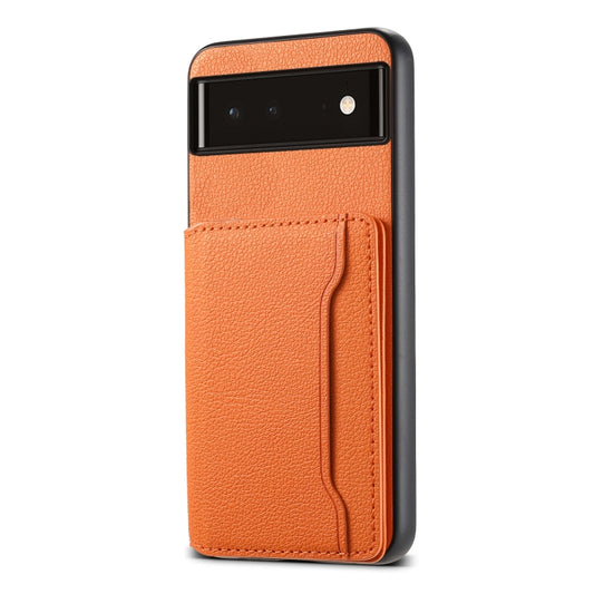 For Google Pixel 6 Calf Texture Card Bag Design Full Coverage Phone Case(Orange) - Google Cases by PMC Jewellery | Online Shopping South Africa | PMC Jewellery | Buy Now Pay Later Mobicred