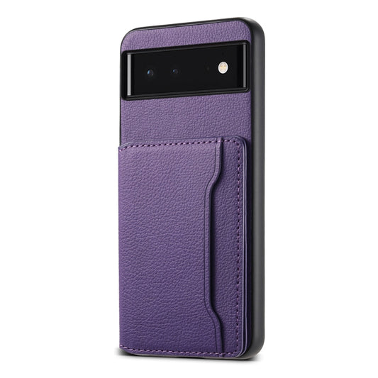 For Google Pixel 6 Calf Texture Card Bag Design Full Coverage Phone Case(Purple) - Google Cases by PMC Jewellery | Online Shopping South Africa | PMC Jewellery | Buy Now Pay Later Mobicred