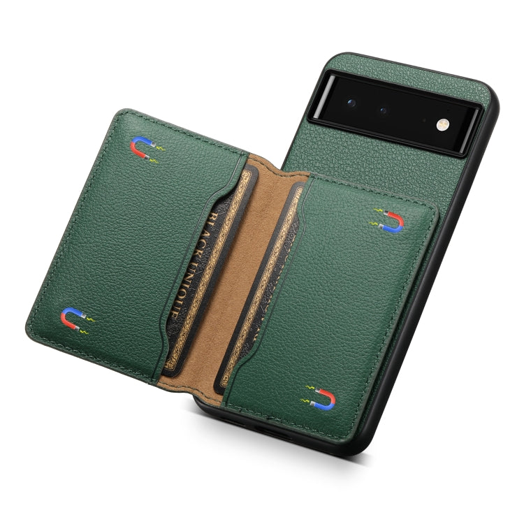 For Google Pixel 6 Calf Texture Card Bag Design Full Coverage Phone Case(Green) - Google Cases by PMC TechLife | Online Shopping South Africa | PMC TechLife | Buy Now Pay Later Mobicred