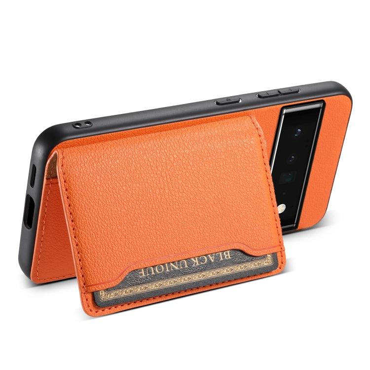 For Google Pixel 6 Pro Calf Texture Card Bag Design Full Coverage Phone Case(Orange) - Google Cases by PMC TechLife | Online Shopping South Africa | PMC TechLife | Buy Now Pay Later Mobicred