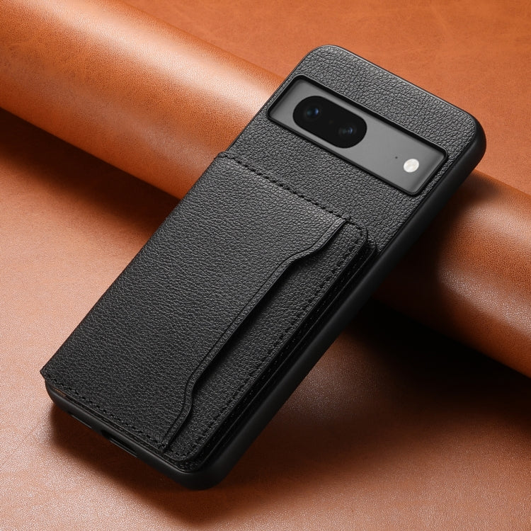 For Google Pixel 7 5G Calf Texture Card Bag Design Full Coverage Phone Case(Black) - Google Cases by PMC TechLife | Online Shopping South Africa | PMC TechLife | Buy Now Pay Later Mobicred