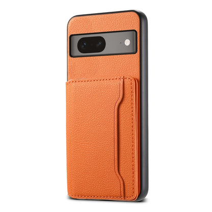 For Google Pixel 7 5G Calf Texture Card Bag Design Full Coverage Phone Case(Orange) - Google Cases by PMC Jewellery | Online Shopping South Africa | PMC Jewellery | Buy Now Pay Later Mobicred