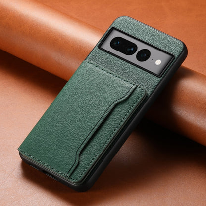 For Google Pixel 7 Pro 5G Calf Texture Card Bag Design Full Coverage Phone Case(Green) - Google Cases by PMC Jewellery | Online Shopping South Africa | PMC Jewellery | Buy Now Pay Later Mobicred