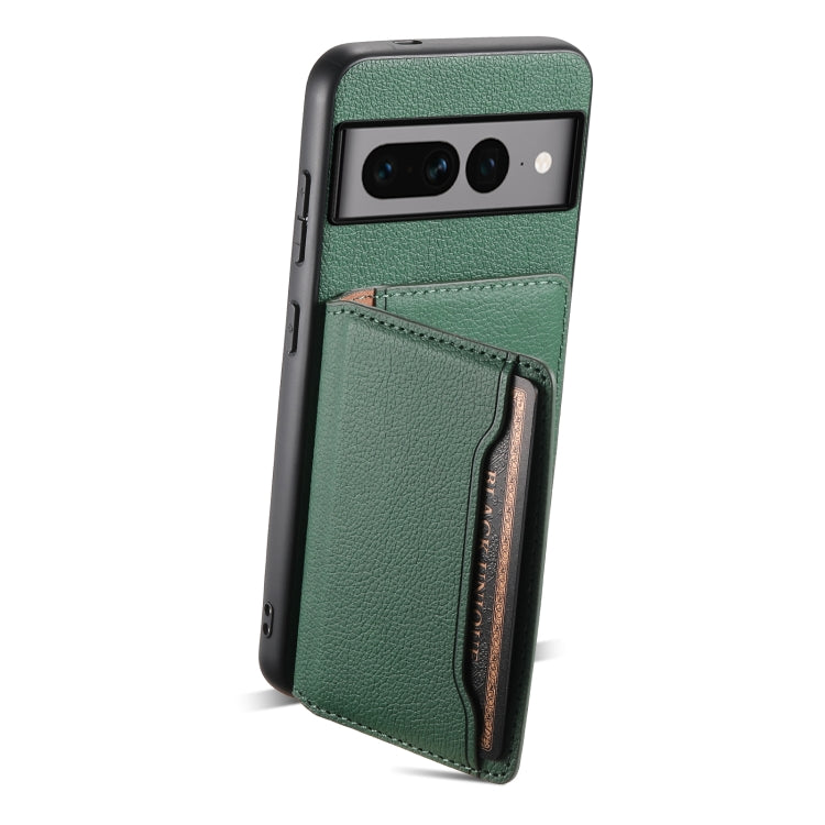 For Google Pixel 7 Pro 5G Calf Texture Card Bag Design Full Coverage Phone Case(Green) - Google Cases by PMC TechLife | Online Shopping South Africa | PMC TechLife | Buy Now Pay Later Mobicred