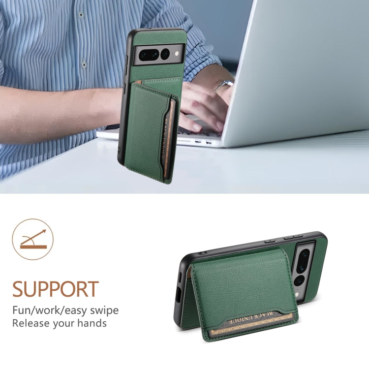 For Google Pixel 7 Pro 5G Calf Texture Card Bag Design Full Coverage Phone Case(Green) - Google Cases by PMC TechLife | Online Shopping South Africa | PMC TechLife | Buy Now Pay Later Mobicred