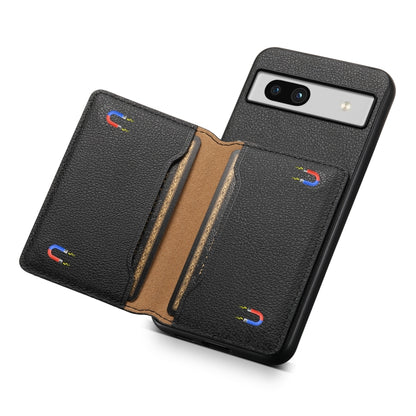 For Google Pixel 7a Calf Texture Card Bag Design Full Coverage Phone Case(Black) - Google Cases by PMC Jewellery | Online Shopping South Africa | PMC Jewellery | Buy Now Pay Later Mobicred