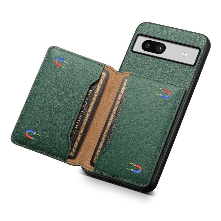 For Google Pixel 7a Calf Texture Card Bag Design Full Coverage Phone Case(Green) - Google Cases by PMC Jewellery | Online Shopping South Africa | PMC Jewellery | Buy Now Pay Later Mobicred