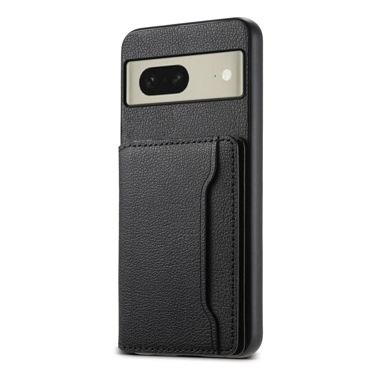 For Google Pixel 8 Calf Texture Card Bag Design Full Coverage Phone Case(Black) - Google Cases by PMC TechLife | Online Shopping South Africa | PMC TechLife | Buy Now Pay Later Mobicred