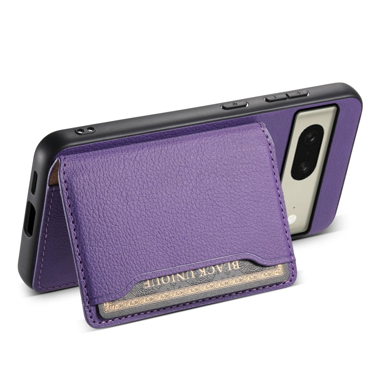 For Google Pixel 8 Calf Texture Card Bag Design Full Coverage Phone Case(Purple) - Google Cases by PMC TechLife | Online Shopping South Africa | PMC TechLife | Buy Now Pay Later Mobicred
