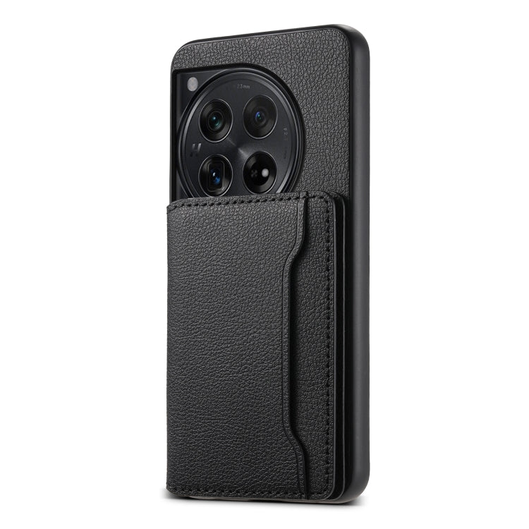 For OnePlus Ace 3 Calf Texture Card Bag Design Full Coverage Phone Case(Black) - OnePlus Cases by PMC TechLife | Online Shopping South Africa | PMC TechLife | Buy Now Pay Later Mobicred
