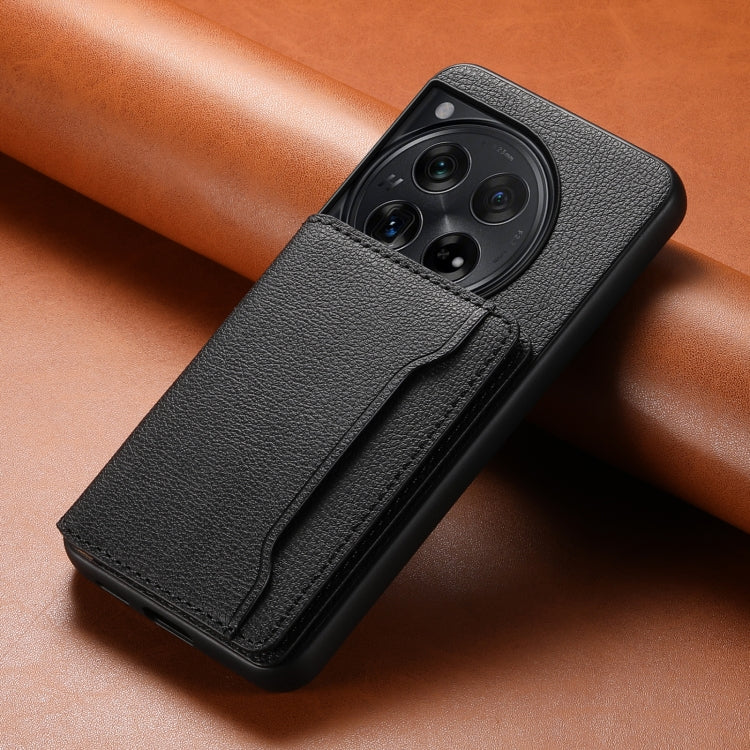 For OnePlus Ace 3 Calf Texture Card Bag Design Full Coverage Phone Case(Black) - OnePlus Cases by PMC TechLife | Online Shopping South Africa | PMC TechLife | Buy Now Pay Later Mobicred
