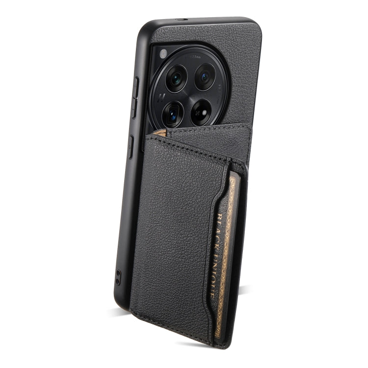 For OnePlus Ace 3 Calf Texture Card Bag Design Full Coverage Phone Case(Black) - OnePlus Cases by PMC TechLife | Online Shopping South Africa | PMC TechLife | Buy Now Pay Later Mobicred