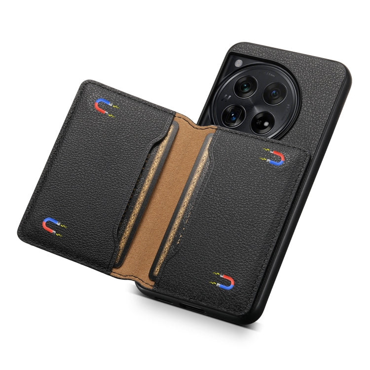 For OnePlus Ace 3 Calf Texture Card Bag Design Full Coverage Phone Case(Black) - OnePlus Cases by PMC TechLife | Online Shopping South Africa | PMC TechLife | Buy Now Pay Later Mobicred