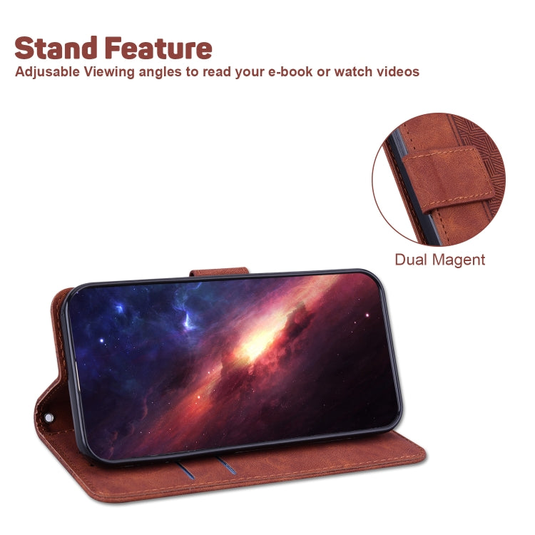 For Google Pixel 9 Geometric Embossed Leather Phone Case(Brown) - Google Cases by PMC TechLife | Online Shopping South Africa | PMC TechLife | Buy Now Pay Later Mobicred
