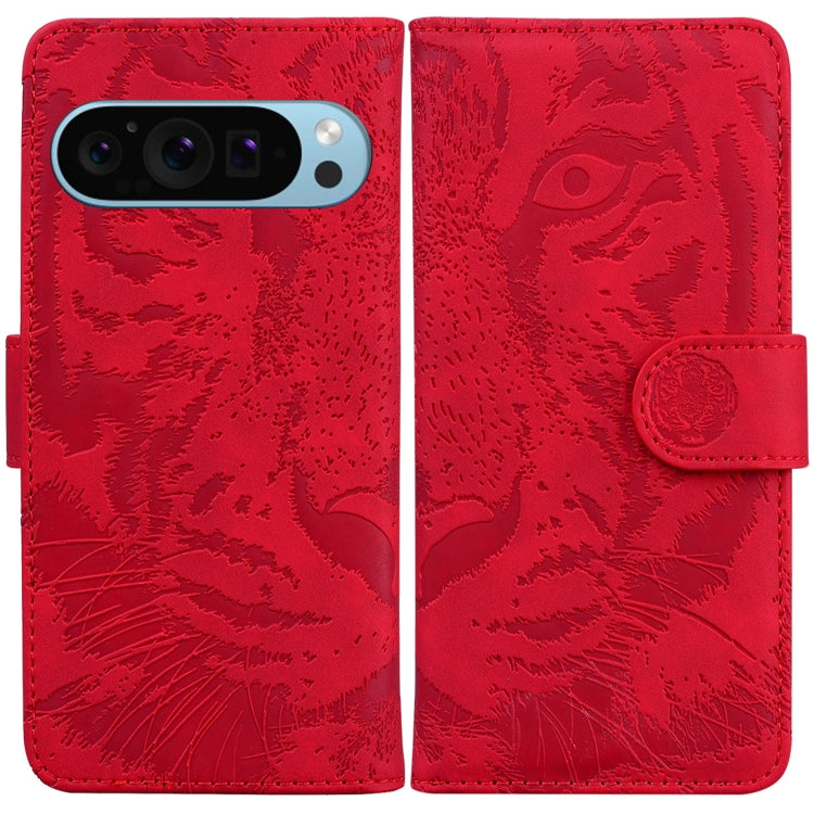 For Google Pixel 9 Tiger Embossing Pattern Flip Leather Phone Case(Red) - Google Cases by PMC Jewellery | Online Shopping South Africa | PMC Jewellery | Buy Now Pay Later Mobicred