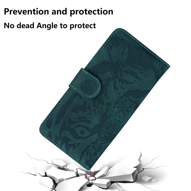 For Google Pixel 9 Tiger Embossing Pattern Flip Leather Phone Case(Green) - Google Cases by PMC TechLife | Online Shopping South Africa | PMC TechLife | Buy Now Pay Later Mobicred