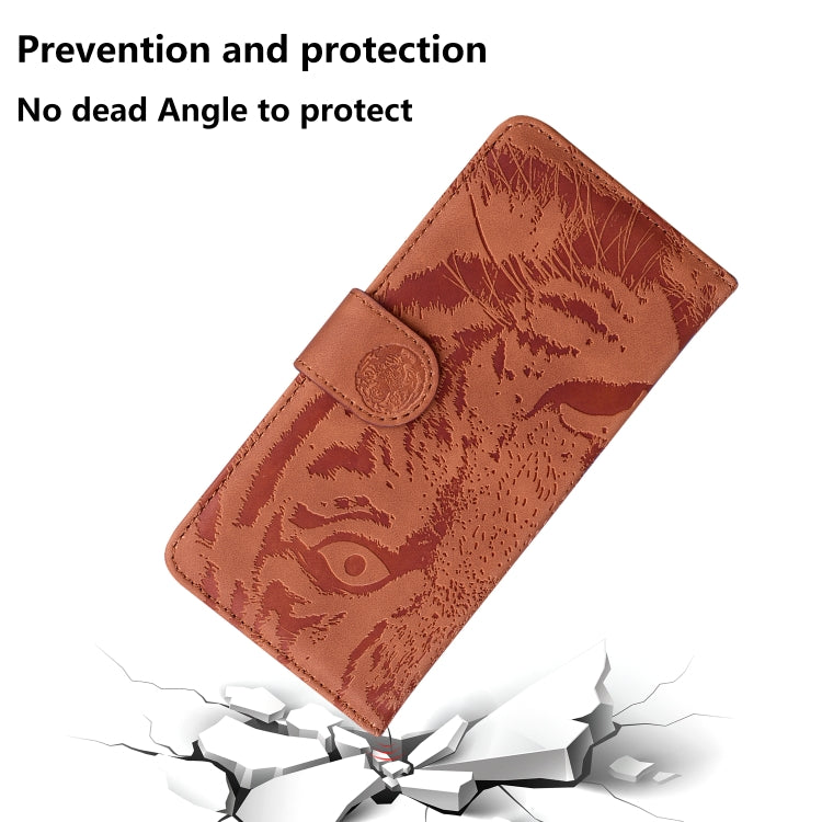For Google Pixel 9 Tiger Embossing Pattern Flip Leather Phone Case(Brown) - Google Cases by PMC TechLife | Online Shopping South Africa | PMC TechLife | Buy Now Pay Later Mobicred