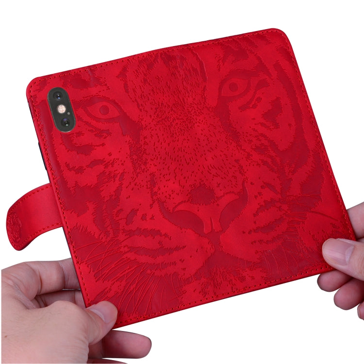 For Google Pixel 9 Pro 5G Tiger Embossing Pattern Flip Leather Phone Case(Red) - Google Cases by PMC TechLife | Online Shopping South Africa | PMC TechLife | Buy Now Pay Later Mobicred