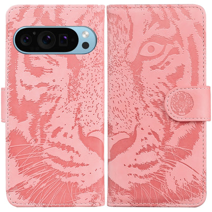 For Google Pixel 9 Pro 5G Tiger Embossing Pattern Flip Leather Phone Case(Pink) - Google Cases by PMC Jewellery | Online Shopping South Africa | PMC Jewellery | Buy Now Pay Later Mobicred