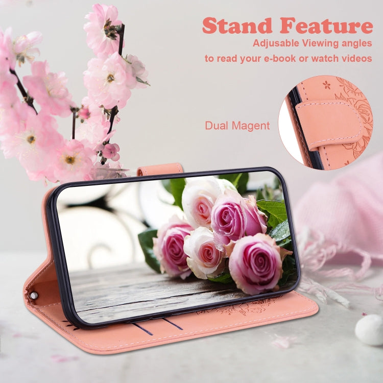 For Google Pixel 9 Butterfly Rose Embossed Leather Phone Case(Pink) - Google Cases by PMC TechLife | Online Shopping South Africa | PMC TechLife | Buy Now Pay Later Mobicred