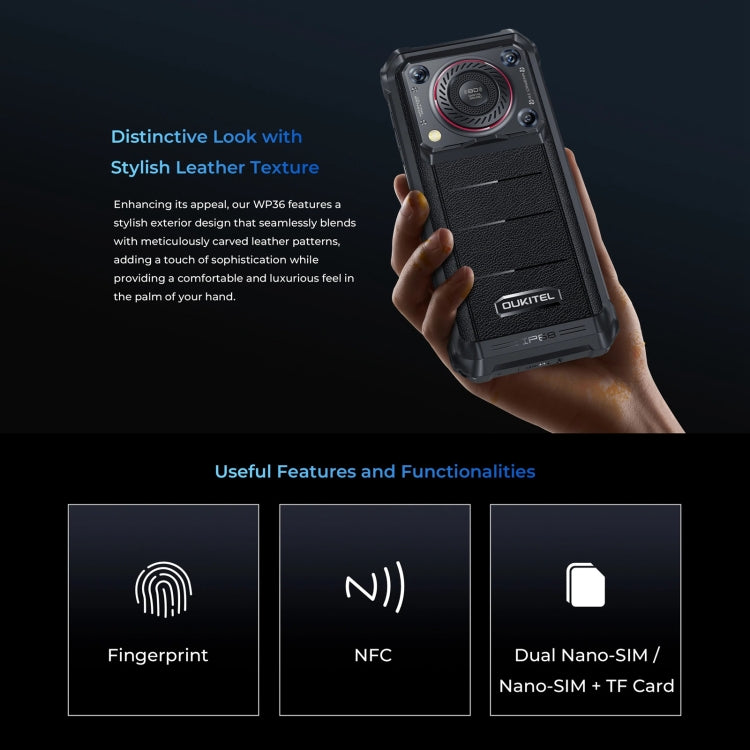 Oukitel WP36, 8GB+128GB, IP68/IP69K, Fingerprint Identification, 10600mAh, 6.52 inch MediaTek MT8788 Octa Core, NFC, OTG, Network: 4G(Black) - OUKITEL by OUKITEL | Online Shopping South Africa | PMC Jewellery | Buy Now Pay Later Mobicred