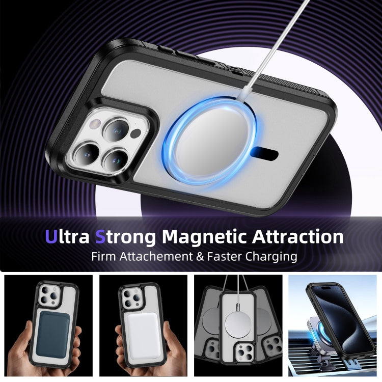 For iPhone 13 Pro Max Guard Magsafe Magnetic Ring Matte Phone Case(Black+Transparent) - iPhone 13 Pro Max Cases by PMC TechLife | Online Shopping South Africa | PMC TechLife