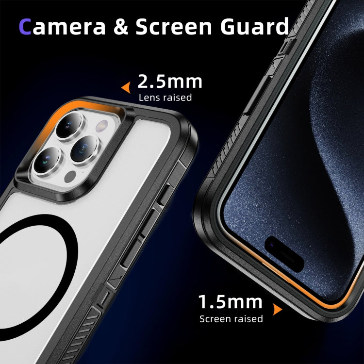 For iPhone 13 Pro Max Guard Magsafe Magnetic Ring Matte Phone Case(Black+Transparent) - iPhone 13 Pro Max Cases by PMC TechLife | Online Shopping South Africa | PMC TechLife