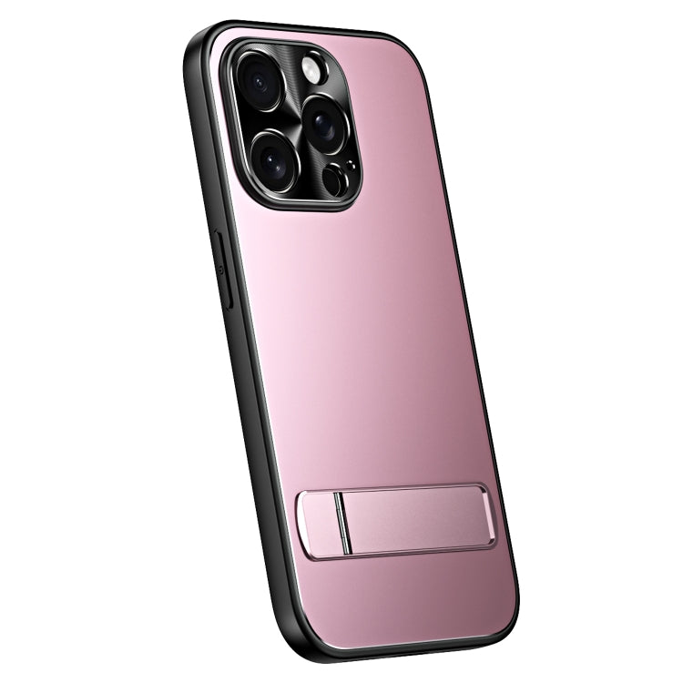 For iPhone 15 Pro R-JUST RJ-61 Electroplating Frosted TPU + PC Phone Case with Holder(Pink) - iPhone 15 Pro Cases by R-JUST | Online Shopping South Africa | PMC TechLife