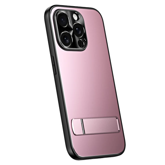 For iPhone 15 Pro Max R-JUST RJ-61 Electroplating Frosted TPU + PC Phone Case with Holder(Pink) - iPhone 15 Pro Max Cases by R-JUST | Online Shopping South Africa | PMC Jewellery