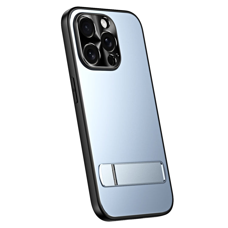 For iPhone 15 Pro Max R-JUST RJ-61 Electroplating Frosted TPU + PC Phone Case with Holder(Blue) - iPhone 15 Pro Max Cases by R-JUST | Online Shopping South Africa | PMC TechLife | Buy Now Pay Later Mobicred