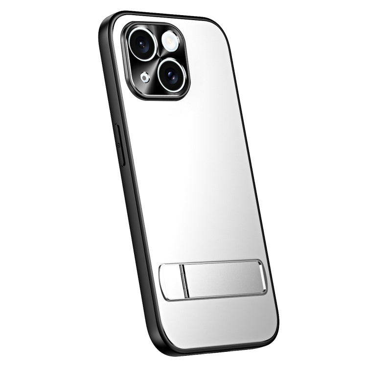 For iPhone 14 Plus R-JUST RJ-61 Electroplating Frosted TPU + PC Phone Case with Holder(Silver) - iPhone 14 Plus Cases by R-JUST | Online Shopping South Africa | PMC TechLife