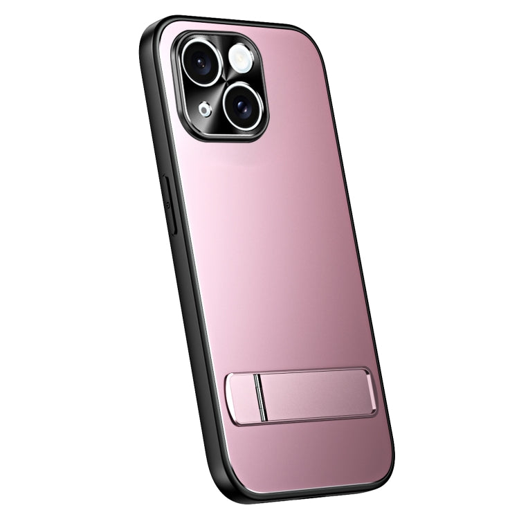 For iPhone 14 Plus R-JUST RJ-61 Electroplating Frosted TPU + PC Phone Case with Holder(Pink) - iPhone 14 Plus Cases by R-JUST | Online Shopping South Africa | PMC TechLife | Buy Now Pay Later Mobicred