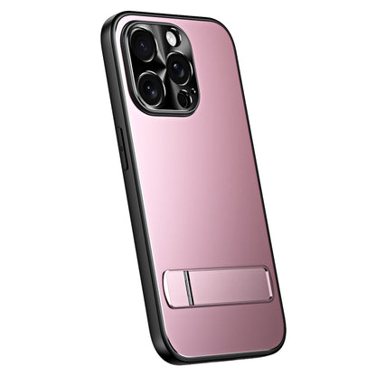 For iPhone 12 Pro R-JUST RJ-61 Electroplating Frosted TPU + PC Phone Case with Holder(Pink) - iPhone 12 / 12 Pro Cases by R-JUST | Online Shopping South Africa | PMC Jewellery