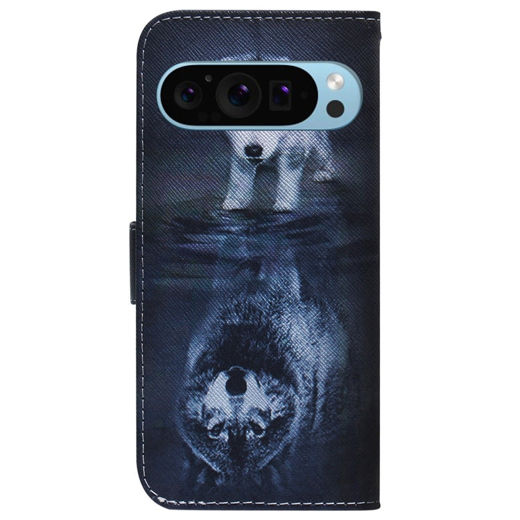 For Google Pixel 9 Pro Coloured Drawing Flip Leather Phone Case(Wolf and Dog) - Google Cases by PMC TechLife | Online Shopping South Africa | PMC TechLife | Buy Now Pay Later Mobicred