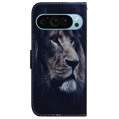 For Google Pixel 9 Coloured Drawing Flip Leather Phone Case(Lion) - Google Cases by PMC Jewellery | Online Shopping South Africa | PMC Jewellery | Buy Now Pay Later Mobicred