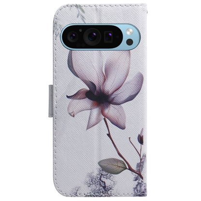 For Google Pixel 9 Coloured Drawing Flip Leather Phone Case(Magnolia) - Google Cases by PMC Jewellery | Online Shopping South Africa | PMC Jewellery | Buy Now Pay Later Mobicred