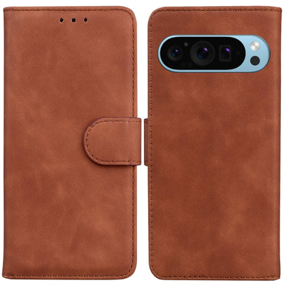 For Google Pixel 9 Skin Feel Pure Color Flip Leather Phone Case(Brown) - Google Cases by PMC Jewellery | Online Shopping South Africa | PMC Jewellery | Buy Now Pay Later Mobicred