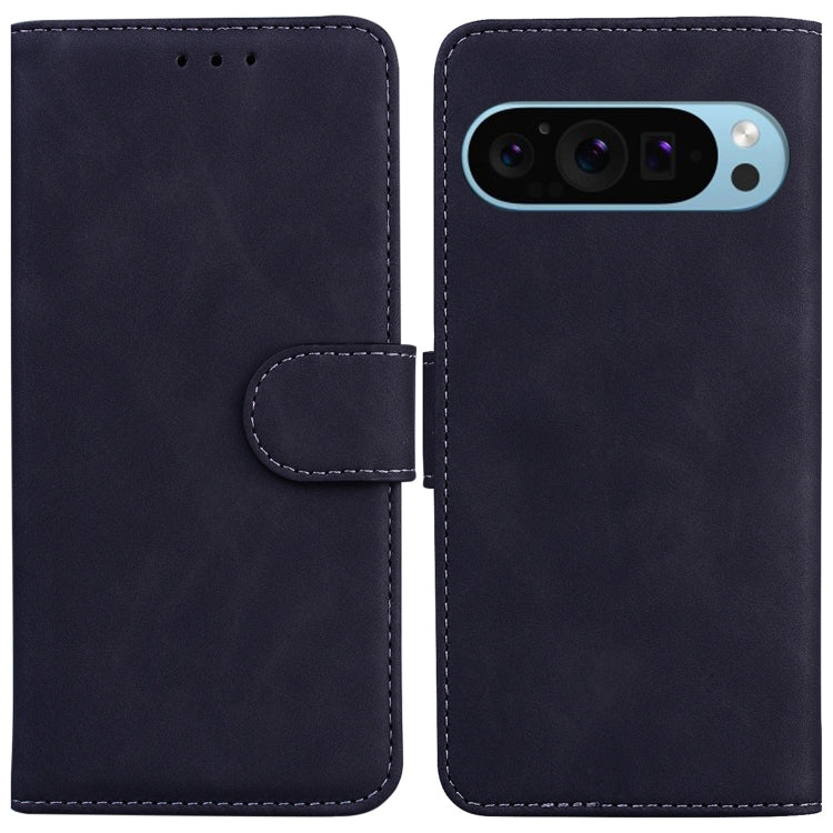For Google Pixel 9 Skin Feel Pure Color Flip Leather Phone Case(Black) - Google Cases by PMC TechLife | Online Shopping South Africa | PMC TechLife | Buy Now Pay Later Mobicred
